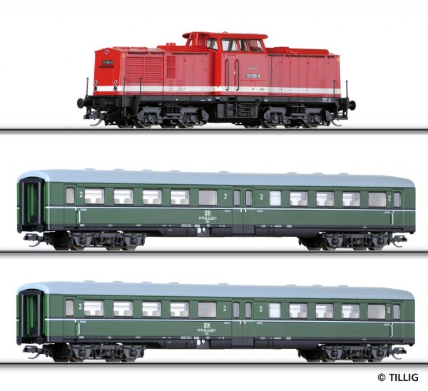 tillig tt 01425 starterset analog diesellokomotive br 110 der dr mit zwei e5 wagen und zubehoer