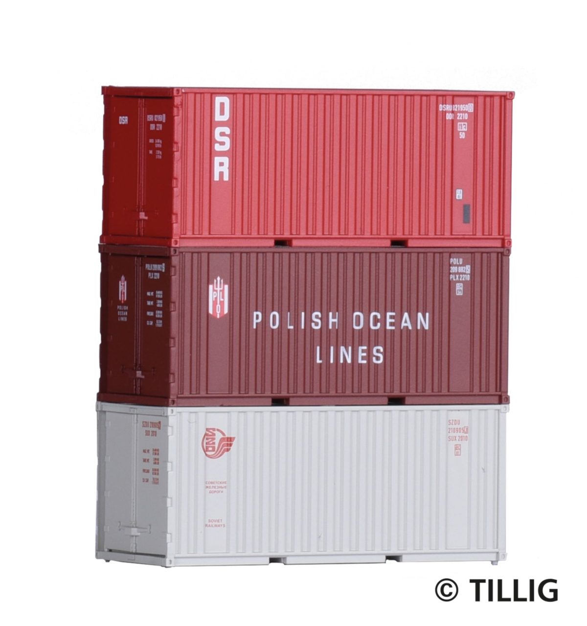 tillig tt 07707 container set mit drei 20‘ containern