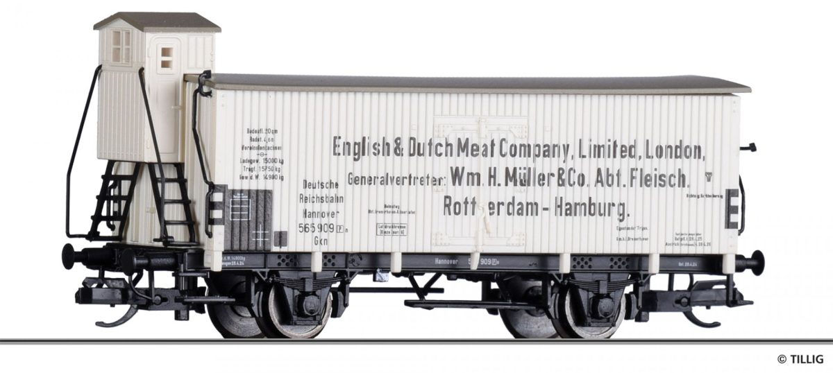 tillig tt 17399 kuehlwagen „english dutch meat company eingestellt bei der drg epoche ii