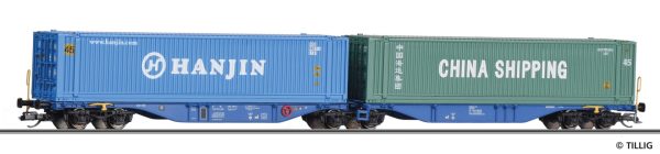 tillig tt 18066 containertragwagen sggmrs der rail re lease bv nl beladen mit zwei 45‘ containern epoche vi