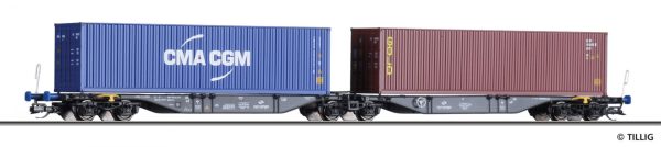 Tillig TT 18061 Containertragwagen Sggmrs der PKP Cargo beladen mit zwei 40‘ Containern Epoche V