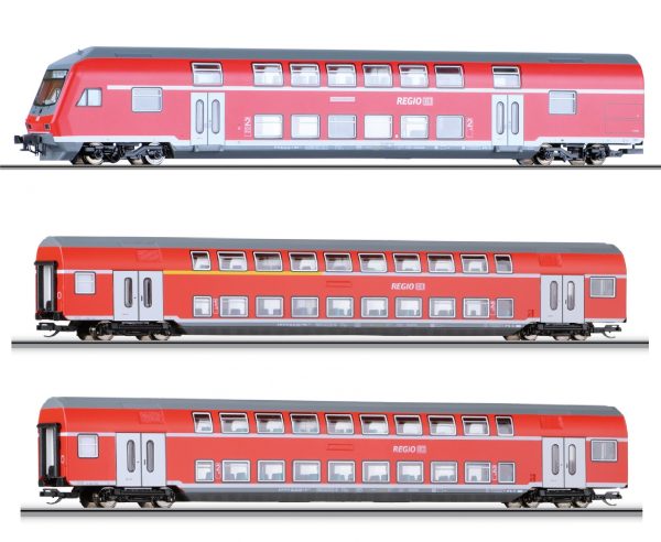 Zuggarnitur TT 3 teilig DB Regio Doppelstock Steuerwagen 1. und 2. Klasse Wagen und 2. Klassewagen Deutsche Bahn Regio Epoche VI